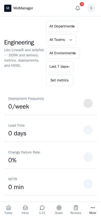 Engineering or PR/delivery view with signals and metrics (mobile)